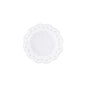 The PAPSTAR round, white doilies from PAPSTAR GmbH are characterized by an intricate lace pattern on the edges on a plain white background, making them perfect for presenting delicious pastries.