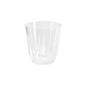 A transparent drinking glass Diamond 250 ml from Duni GmbH with a faceted design and smooth rim stands empty against a plain white background and is ready for your favorite cold drink. Pack (30 pieces).