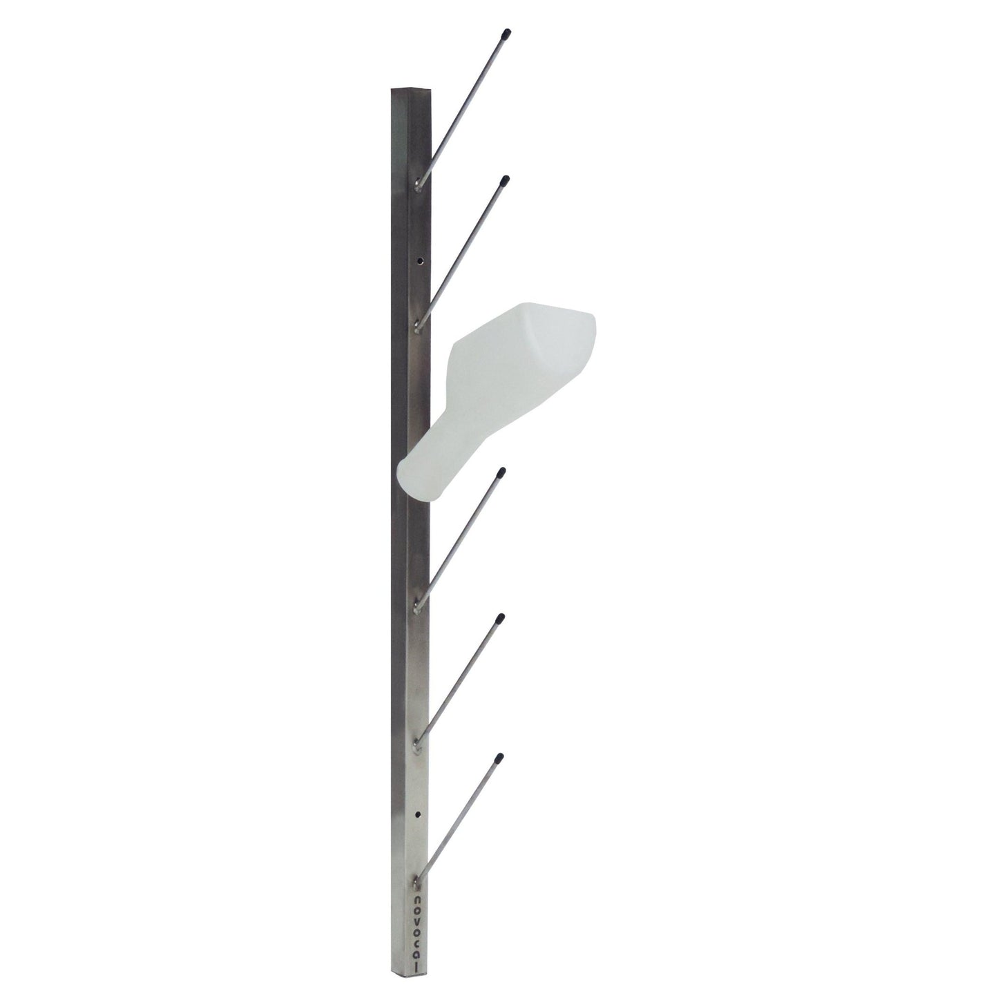 Space-saving storage: The Novocal urine bottle wall holder made of stainless steel holds 6 urine bottles and is ideal for drying on the wall. Dimensions: 30 x 210 mm, 1 piece.