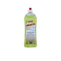 A 1-liter plastic bottle of Velvet dishwashing liquid yellow from Stern Waschmittel GmbH with a red flip-top cap and a yellow label with product information in German.