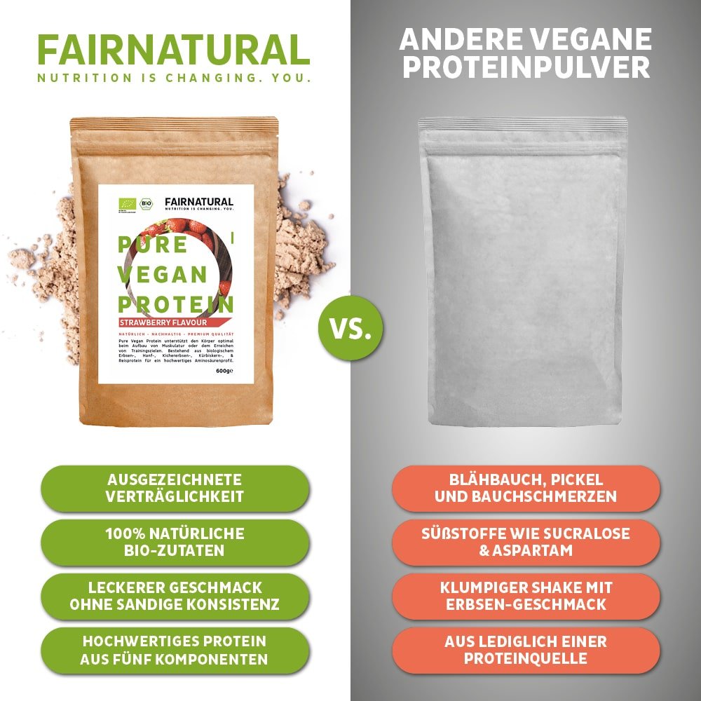 Organic vegan protein powder strawberry without soy
