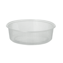 The Starpak 100 packaging cup is a clear, round 125-ml PP food container with a ribbed exterior, shown empty against a white background. Ideal from Starpak for a wide range of food packaging needs.