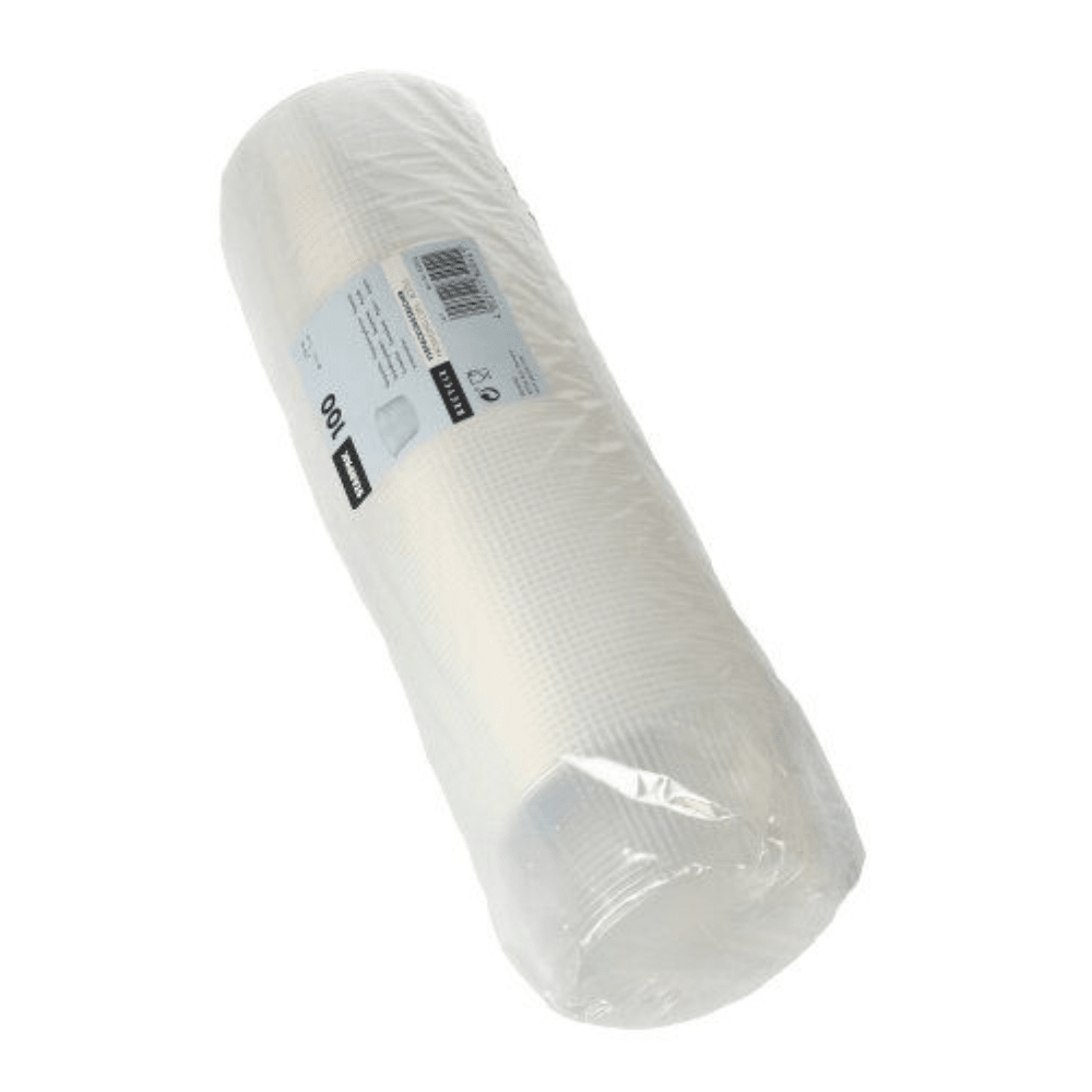 A roll of white fiberglass fabric wrapped in transparent plastic with a Starpak label.