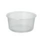 A clear, round transparent 250 ml plastic container from Starpak with vertical ribs on the sides and a wide open top, in front of a white background.