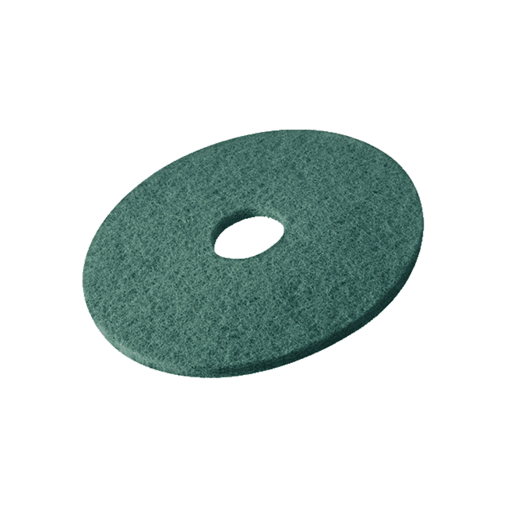 A Vileda Professional DynaCross Superpad from Vileda GmbH in bright green with a circular design and a hole in the center appears to float effortlessly against a plain white background.