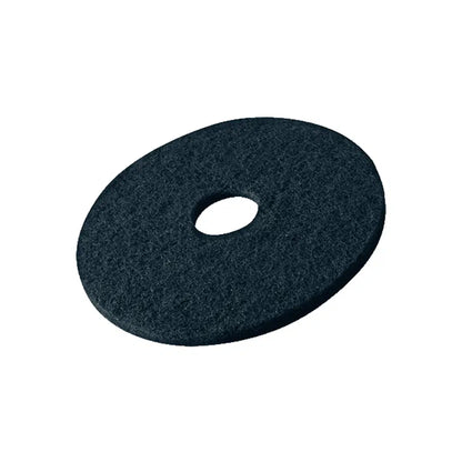 The Vileda Professional DynaCross Superpads floor discs from Vileda GmbH are black, round floor polishing pads with a hole in the center. Their textured surface is perfect for floor care and allows for excellent polishing and buffing with floor cleaning machines.