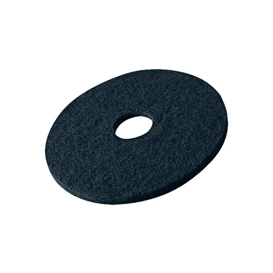 The Vileda Professional DynaCross Superpads floor discs from Vileda GmbH are black, round floor polishing pads with a hole in the center. Their textured surface is perfect for floor care and allows for excellent polishing and buffing with floor cleaning machines.