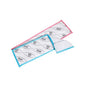 Two rectangular mop pads with printed designs have a pink border on one and a blue border on the other, both displaying patterns and the brand name of Vileda GmbH. This offers a stylish solution for sustainable cleaning by using the Vileda Professional MicroOne CombiSpeed Pro Mop.