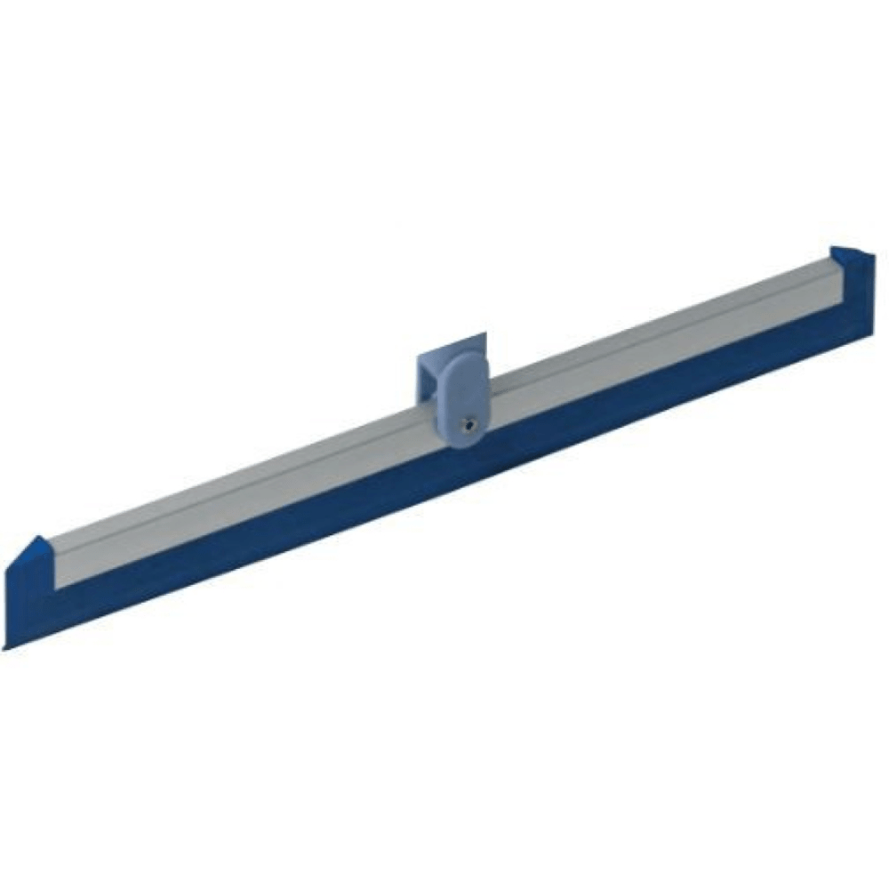 A Vileda Professional 35 cm replacement squeegee blade, presented against a simple white background, features a blue-gray design with a metal handle holder and a long, straight rubber blade made of hygienically washable materials for effective surface cleaning.