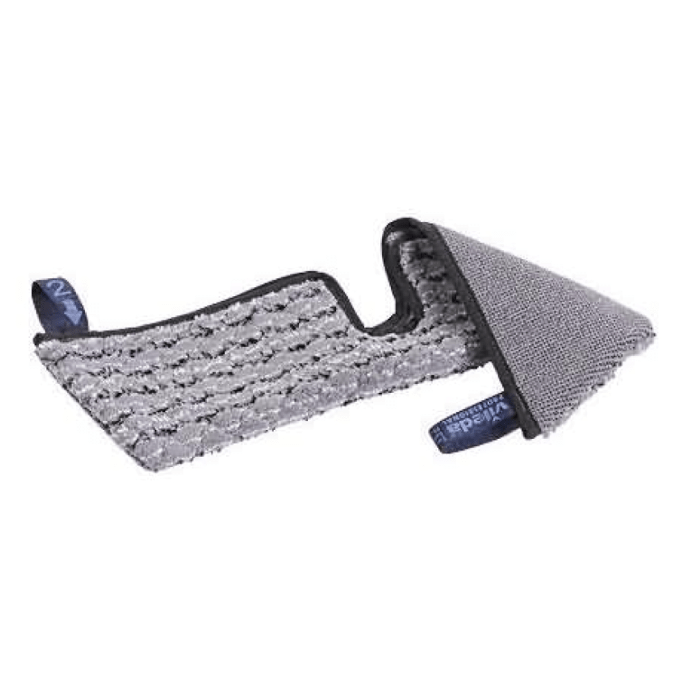The Vileda Professional Swep Duo r-SafetyPlus Mop from Vileda GmbH with a width of 50 cm is expertly crafted for efficient and safe floor cleaning. It features a distinctive, curved design with two layers, including an upper layer with a loop structure and a blue label on the edge indicating its compatibility with the Swep Duo system.