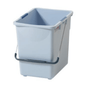 A rectangular, light blue plastic bucket made of durable plastic with a metal bracket with a blue handle. The Vileda Professional Bucket from Vileda GmbH has a slightly slanted opening and is ideal for general cleaning purposes.