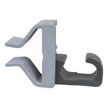 The Vileda handle holder set (16-pack, with 1 clip connector made of gray plastic per package) from Vileda GmbH features opposing and curved hooks for attaching cleaning tools or accessories.