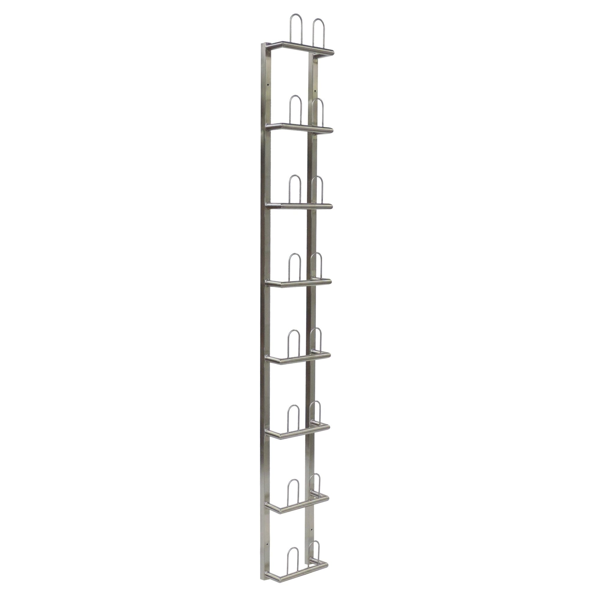 The Novocal wall shelf for surgical shoes made of stainless steel offers space for 8 pairs on 275 x 130 cm - ideal for neatly storing and organizing your surgical shoes. Package: 1 piece.