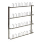The Novocal rectangular wall shelf made of stainless steel provides space for 16 pairs of surgical shoes and is ideal for storage in medical facilities. Dimensions: see packaging (1 piece).