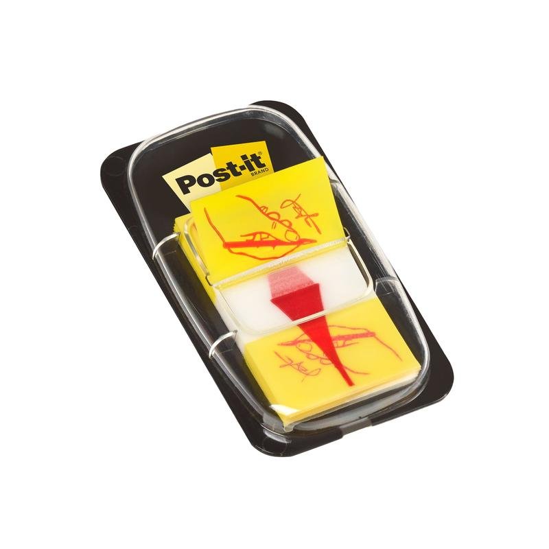 A pack of 3M Post-it® Index Tabs, Standard Size (25.4 mm x 43.2 mm), Yellow, 50 pieces per dispenser, from 3M Deutschland GmbH.