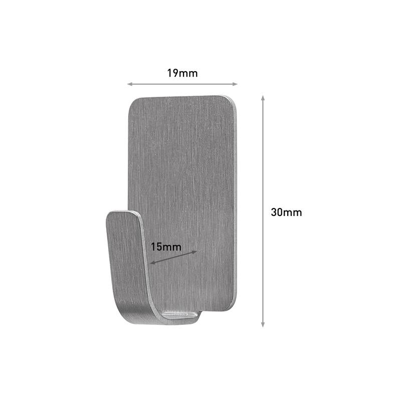 The Command™ stainless steel metal hook size S (19mm x 30mm, 15mm hook) from 3M Deutschland GmbH (4 hooks, 5 strips) is depicted on a plain white background.