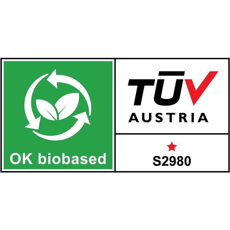 The Scotch® Magic™ Invisible Tape from 3M Deutschland GmbH is labeled with an "OK biobased" label with green leaves and arrows, as well as a white area with "TÜV AUSTRIA", "S2980" and a red star.