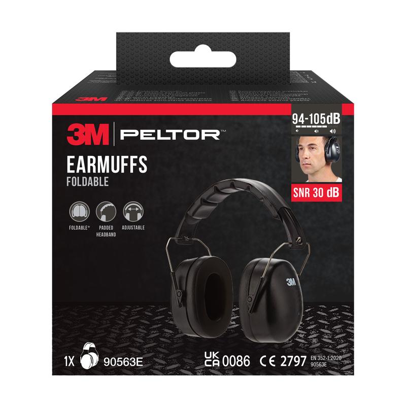 The 3M™ capsule hearing protector with foldable headband 90563E (SNR 30 dB) from 3M Deutschland GmbH offers an adjustable, padded headband and effective protection at noise levels of 94-105 dB. The package contains 1 piece.