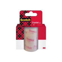 A 3-roll pack of Scotch® Crystal Tape 6-1925R3 (19 mm x 25 m) from 3M Deutschland GmbH, in a red-black checkered box with the Scotch brand and product information.