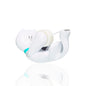 The Scotch™ desktop dispenser in cat design C39 from 3M Deutschland GmbH features a white, reclining cat with black details and a blue collar, including one roll of Scotch® Magic™ Tape (19 mm x 8.89 m).