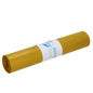 A yellow roll of DEISS ECOFINE® waste bags 13900 (120L) from EMIL DEISS KG (GmbH + Co.) made of recycled LDPE/LLDPE with a white-blue label - ideal for environmentally responsible disposal - on a white background.