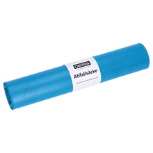 Deiss waste bags made of recycled LDPE, type 70, 120 liters, 700x1100 mm, blue | Roll (25 pieces)