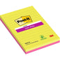 A pack of two large Post-it® Super Sticky Notes pads from 3M Deutschland GmbH, lined in pink and green (127 mm x 203 mm, 45 sheets each), made with plant-based adhesive and 100% PEFC certified (SGSCH-PEFC-COC-110078).
