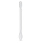 The Dr. Schumacher stirring spoon (1 piece) from Dr. Schumacher GmbH is a long, slender, white kitchen utensil made of plastic with a small hole near the top end and a rounded spoon bowl, depicted on a plain white background.