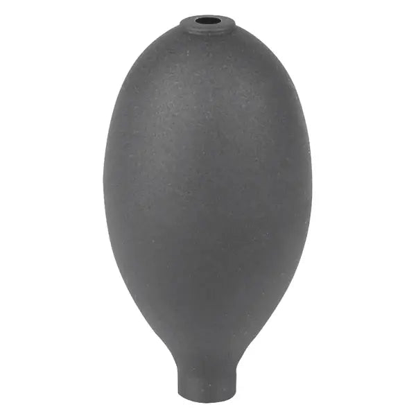 The Pressure Man II pressure bulb, black (1 piece), is an oval black rubber bulb with a narrow neck and a small upper opening, commonly used in medical or laboratory devices.