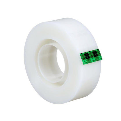 A roll of Scotch® Magic™ Invisible Tape from 3M Deutschland GmbH, with a small green-black checkered stripe on the edge on a white background.