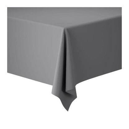 A Dunicel tablecloth roll 1.18 m x 10 m from Duni GmbH in solid gray covers the table corner, fabric draped on two sides – ideal for weddings, banquets, and corporate events.