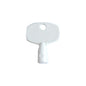 The Soft Care Bulk Key from Diversey Deutschland GmbH & Co. OHG is a small, white replacement key for Soft Care Bulk Dispensers with a rounded, rectangular head, a single upper hole, and a cylindrical shaft, depicted on a plain white background.