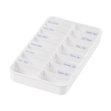 As a melipul Anbruchtropfen tablet, Helmut Schwarz GmbH offers a white tablet with fourteen blue-labeled compartments. It is optimally suited for organizing liquid medications and is perfect for maintaining order and efficiency in care facilities.