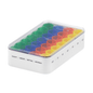 The melipul weekly dispenser 7x4 by Helmut Schwarz GmbH is a medication organizer with 28 multicolored compartments and a stackable lid. It features German labels for the days of the week: “MO, DI, MI, DO, FR, SA, SO” and times of day: “NIGHT, EVENING, NOON, MORNING” thus allowing seamless medication planning for your weekly needs.