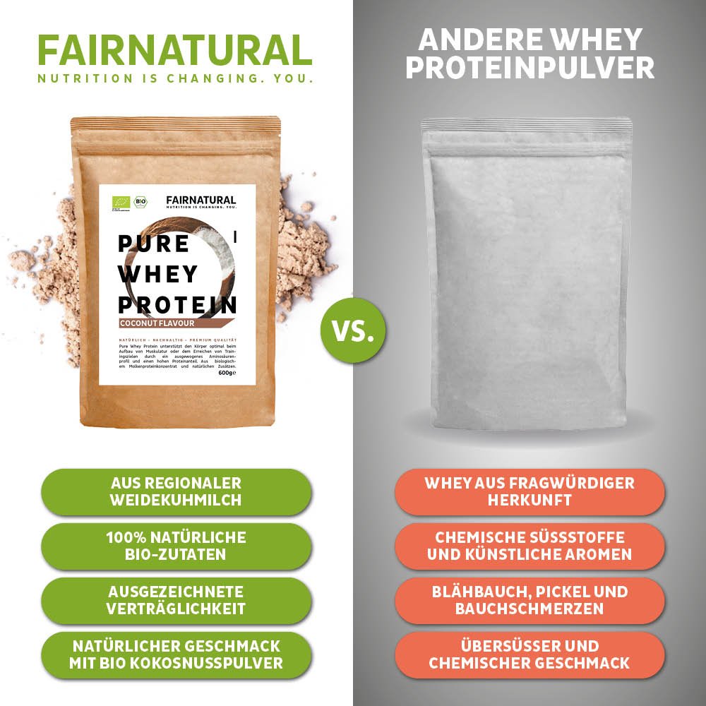 Organic whey protein powder coconut
